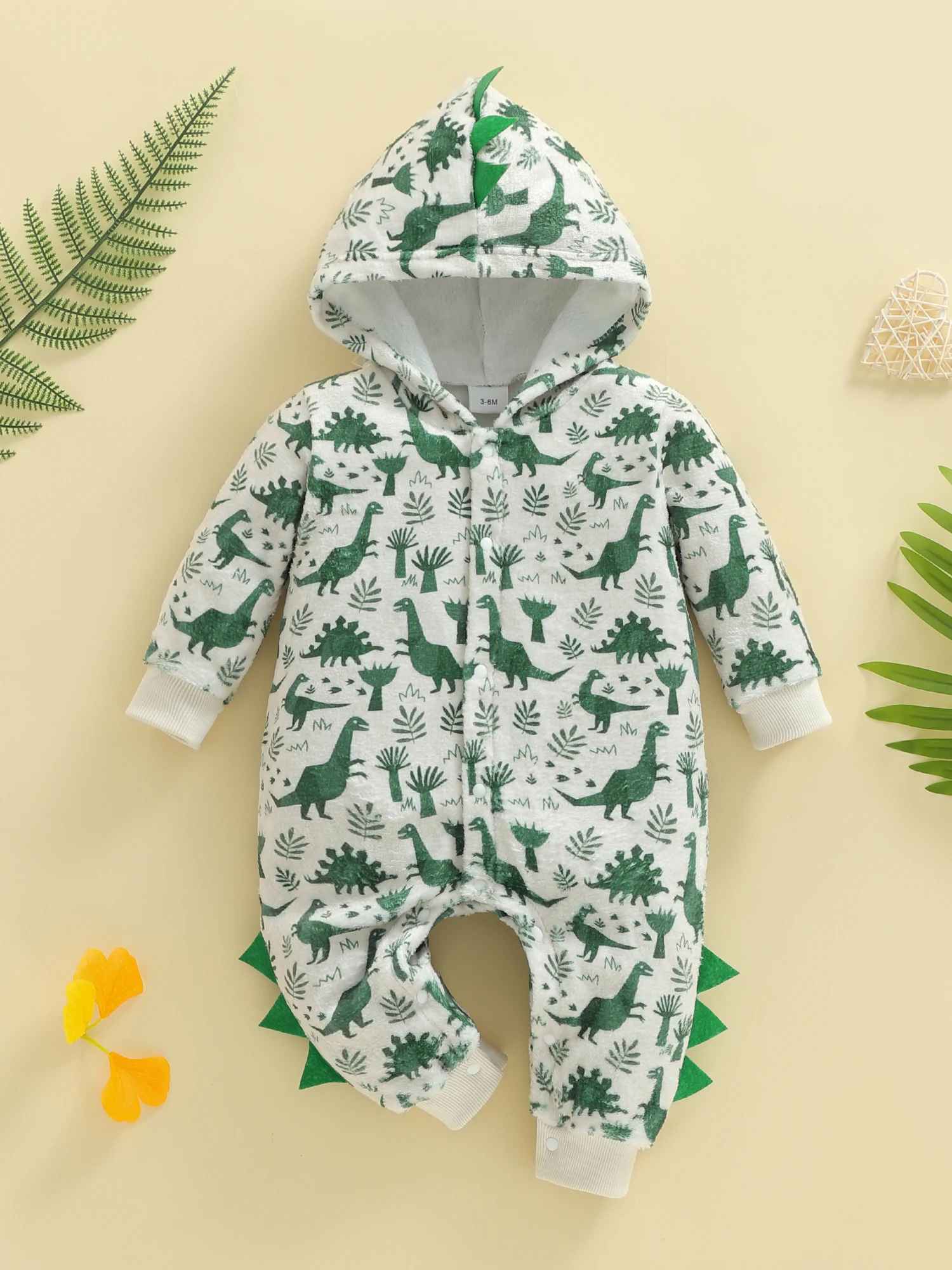 

Infant Cozy Fleece Hooded with Cute Animal Print and Easy Snap Closure for Cold Weather - Long Sleeve Baby Romper for
