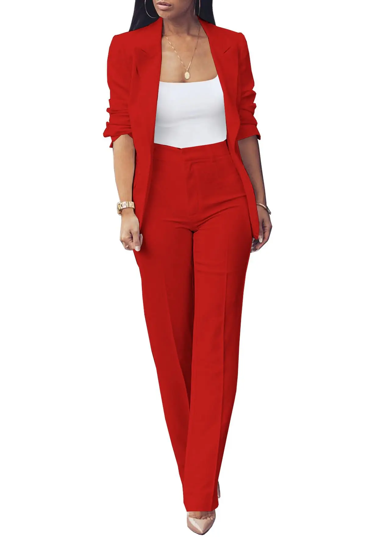 Women's Slim Fit 2pcs Suit Fashion Style Peak Lapel Blazer Pants Outfit for Party Wedding Prom Evening Dress Lady Clothes