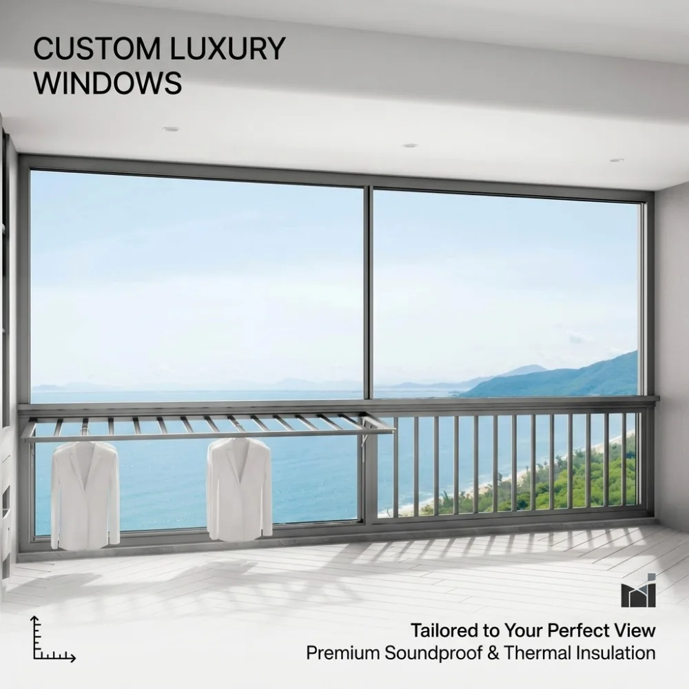 

Six-Rail Floating Thermal Break Aluminum Sliding Windows System for Villa Balcony Enclosure Hinged Glass Sliding Windows