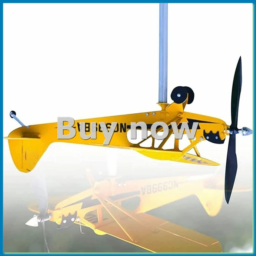 

J3 Airplane Weathervane,3D Unique and Magical Metal Windmill Outdoor Wind Sculpture B-A51M