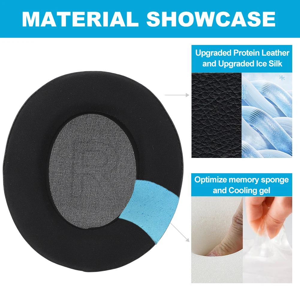 Cooling Gel Replacement Ear Pads Cushions Memory Foam Ice Silk + Protein Leather for Anker Soundcore Life 2 Q20 Q20+ Q20I Q20BT