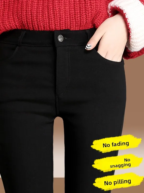 Slimming High-Waist Elastic Women's Leggings Nine-Piece Spring Autumn New Style Outerwear Pants Tight Fit Base Layer Pants