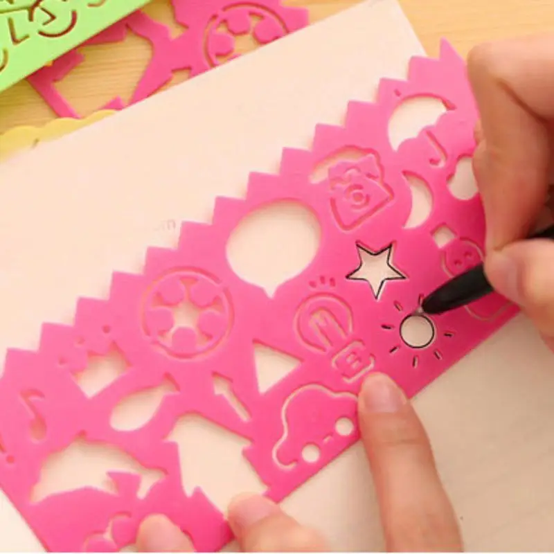 4PCS Kinder Zeichnung Spielzeug Malerei Vorlage Bord Kunststoff Lineal Kunst Handwerk Juguetes Lernen Zeichnen Pädagogisches Spielzeug Für Kinder Geschenk