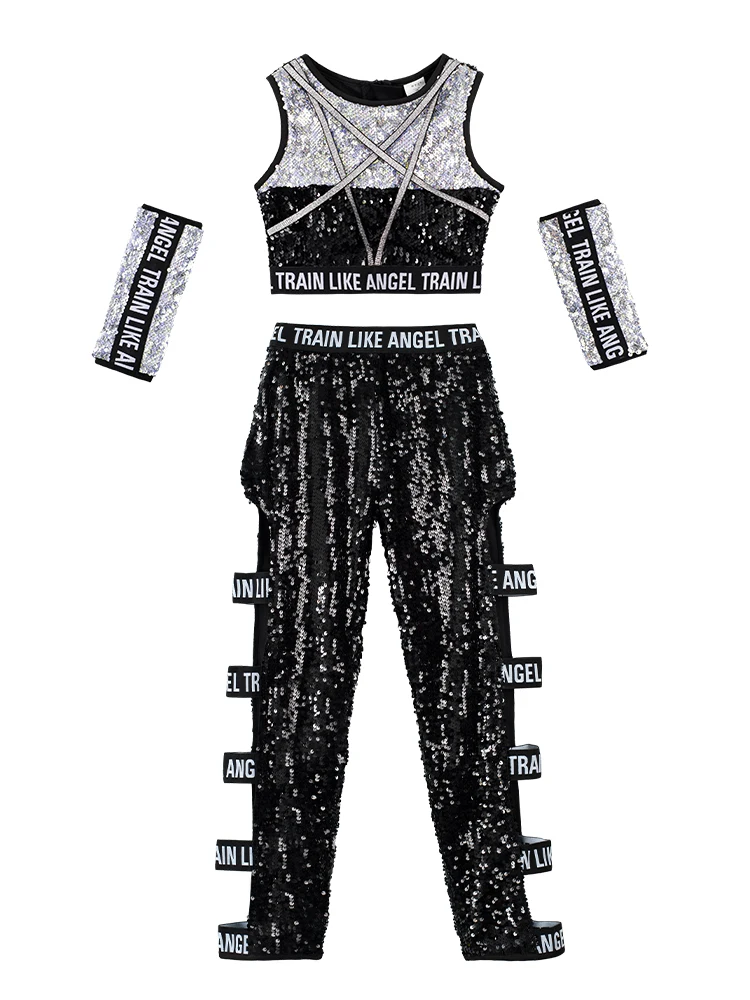 Children\'s Sequins Performance Clothes Jazz Dance Suit Girls\' Fashionable Hip-hop Fashion