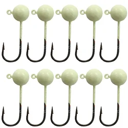 10pcs/lot 1.5g 2g 3g Mini Fishing Hooks Luminous Micro Jig Head Fishhook Soft Bait Fishing Tackle