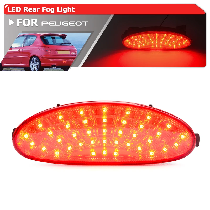 1x OE-Spec 6351K5 Rear Bumper LED Running Fog Light Kit For Peugeot 206 Hatch / 206 CC /206 SW / 206 GTi Red Car Accessories