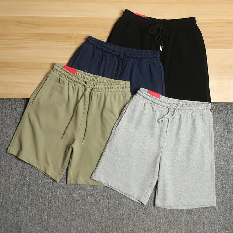 

Мужские летние хлопковые спортивные орты длиной пять четвертей, повседневные однотонные прямые брюки с эластичной резинкой на талии