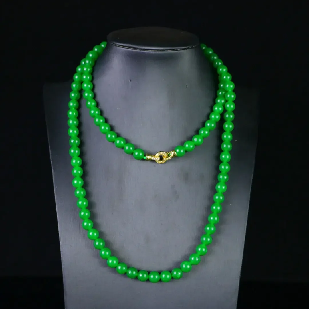 

Perfect High Ice Seiko Engraved Necklace Pendant Necklace Emerald Millet Beads Jade Yang Green