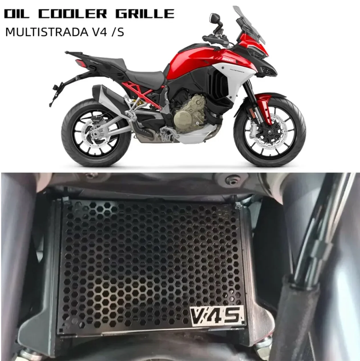 

NEW Motorcycle Black Oil Cooler Radiator Protector Grille Guard Cover Fit For Ducati Multistrada V4 S V4S