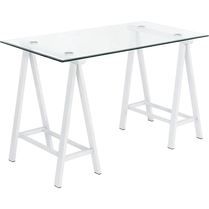 

OSP Home Furnishings Middleton Desk with Clear Beveled Glass Top, Large and Easy To Assemble