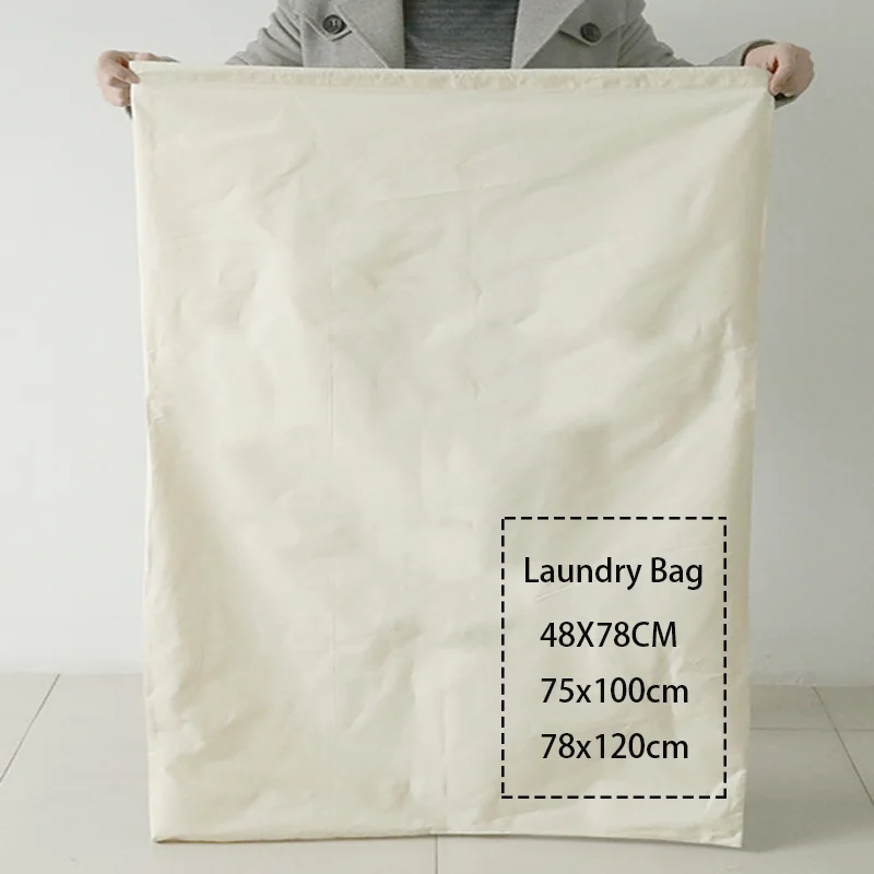 DINYAO Extra Large blanc coton cordon poche lavable poche sale sac à linge réutilisable vêtements épicerie sac de rangement