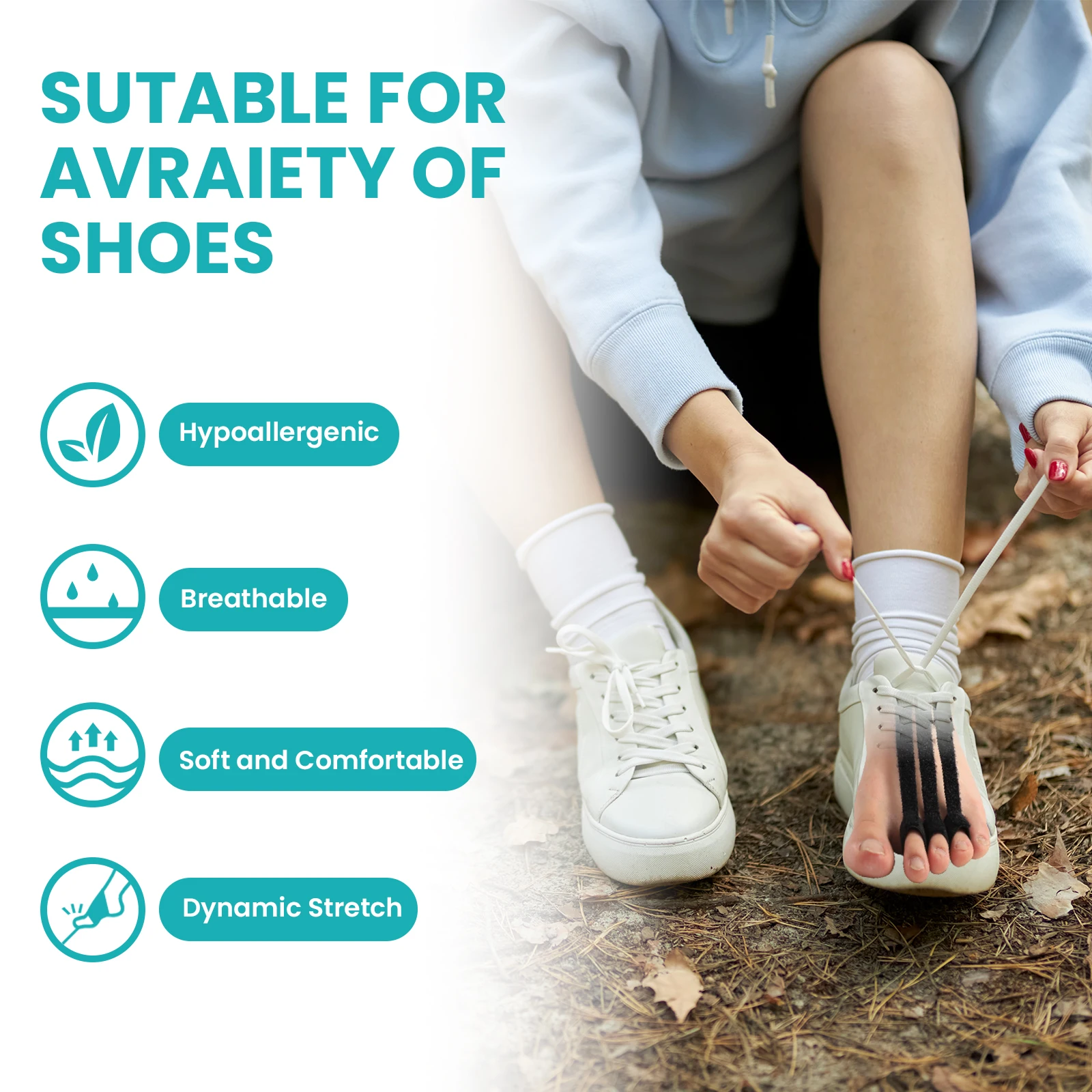 

1Pc Sumifun Hammer Toe Straightener Corrector for Women Black Hammer Toe Corrector for Crooked Toes Floating Toes Three Holes