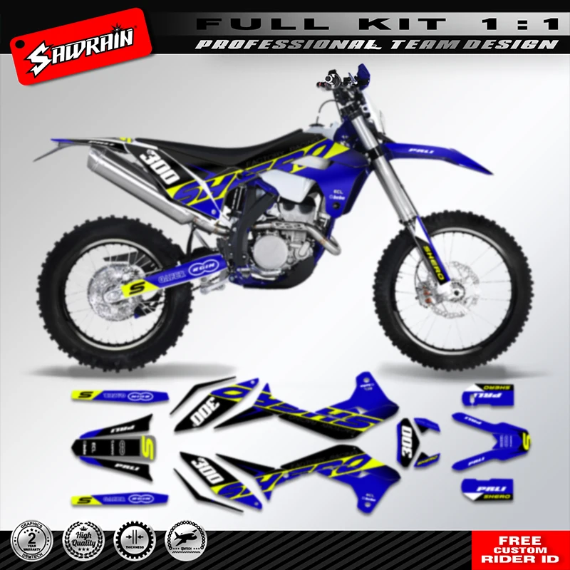 Kit de decalques gráficos personalizados Sawrain para SHERCO SE SEF 2017 2018 2019 2020 009