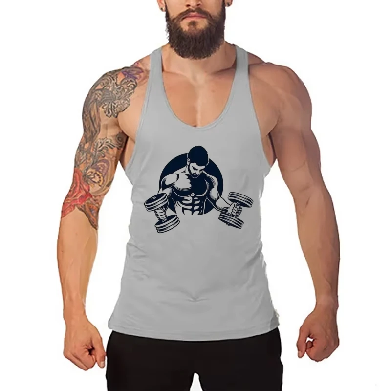 Men's Pure Cotton Bodybuilding Vest, Slim Fit Sleeveless Gym Tank, Fitness Muscle Stringer Shirt for Intense Workouts