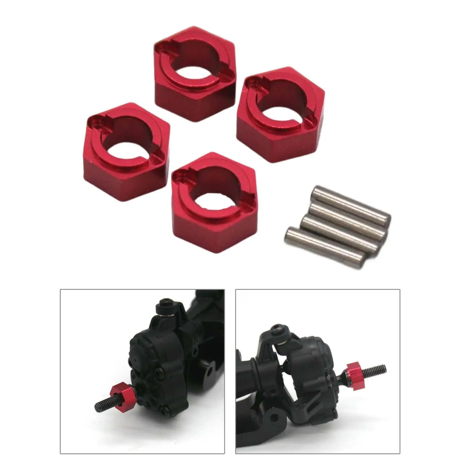 4Pcs Wheel Hex Adaptor Spare Parts Extension Hex Hub Adapter For FMS1/24 Fcx24 RC Crawler Car Aluminum Alloy Lightweight Parts