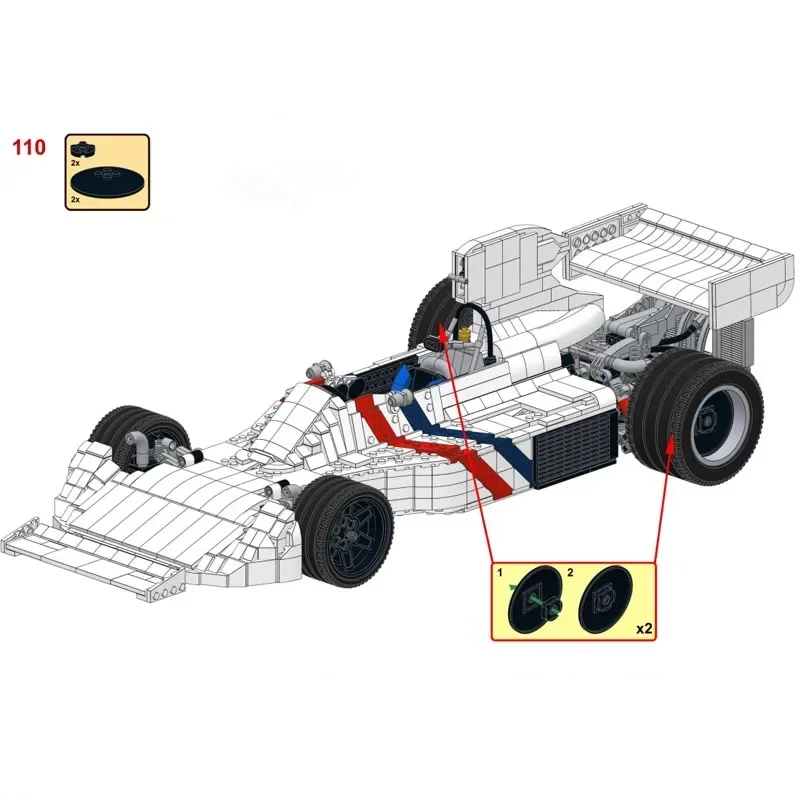 Classic model MOC-130285 Hesketh 308B scale 1:8 SuperRace Car Model Buiding Creators Block Bricks Toys Kids Birthday Gifts