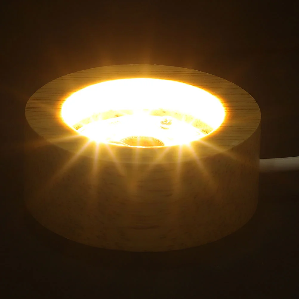 Crystal Ball Lamp Holder Balls Sphere Accessory Chassis Display Stand Light Base Wood LED Round Rack Stands for