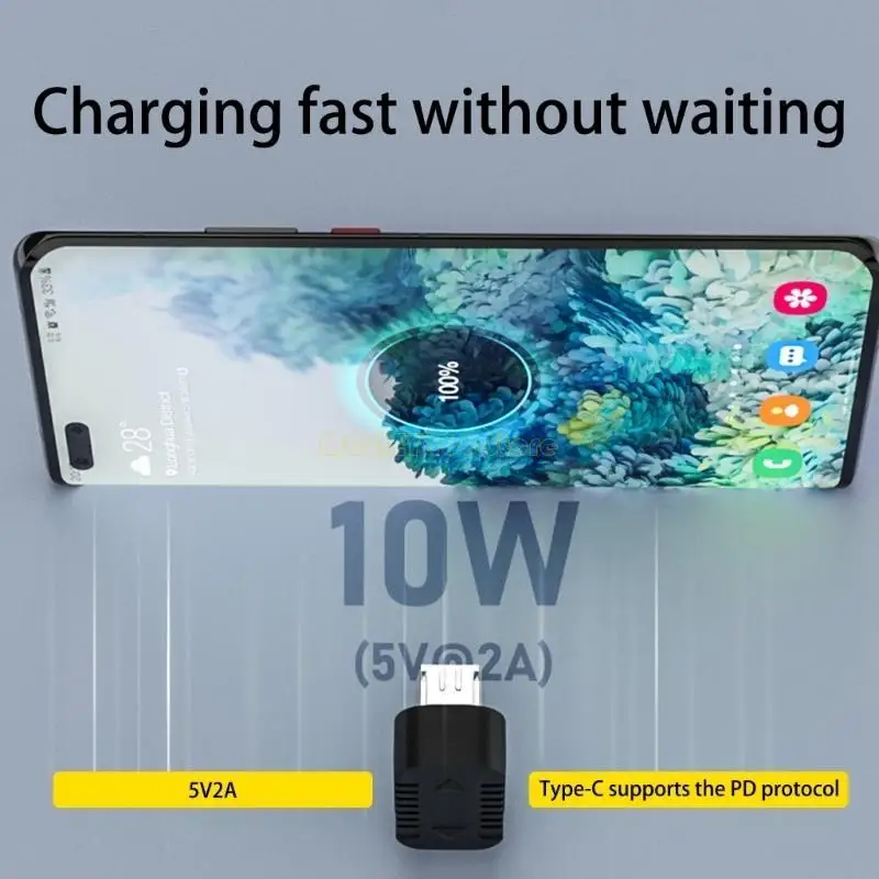 F62C Micro USB Männlich zum Typ C Weibchen linker 90 -Grad -Adapter 480 Mbit / s für Laptop