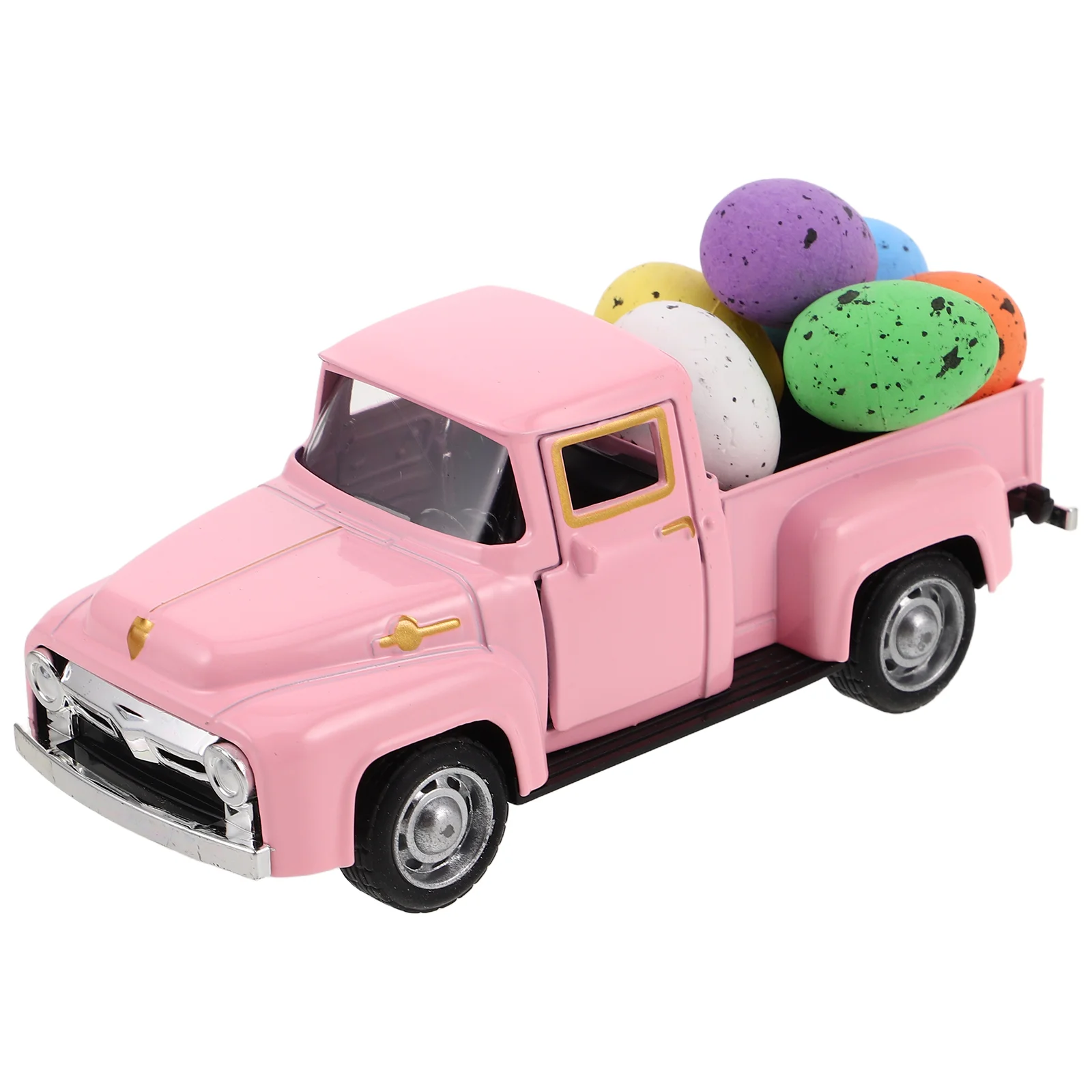 Home Decorative Truck Pickup Model Vintage Car Handmade Vacation Easter with Eggs