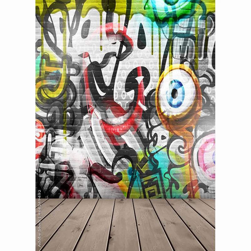 Fondos de fotografía de tela de arte, accesorios de pared de ladrillo de Graffiti Vintage, TOK-02 de fondo de fotografía