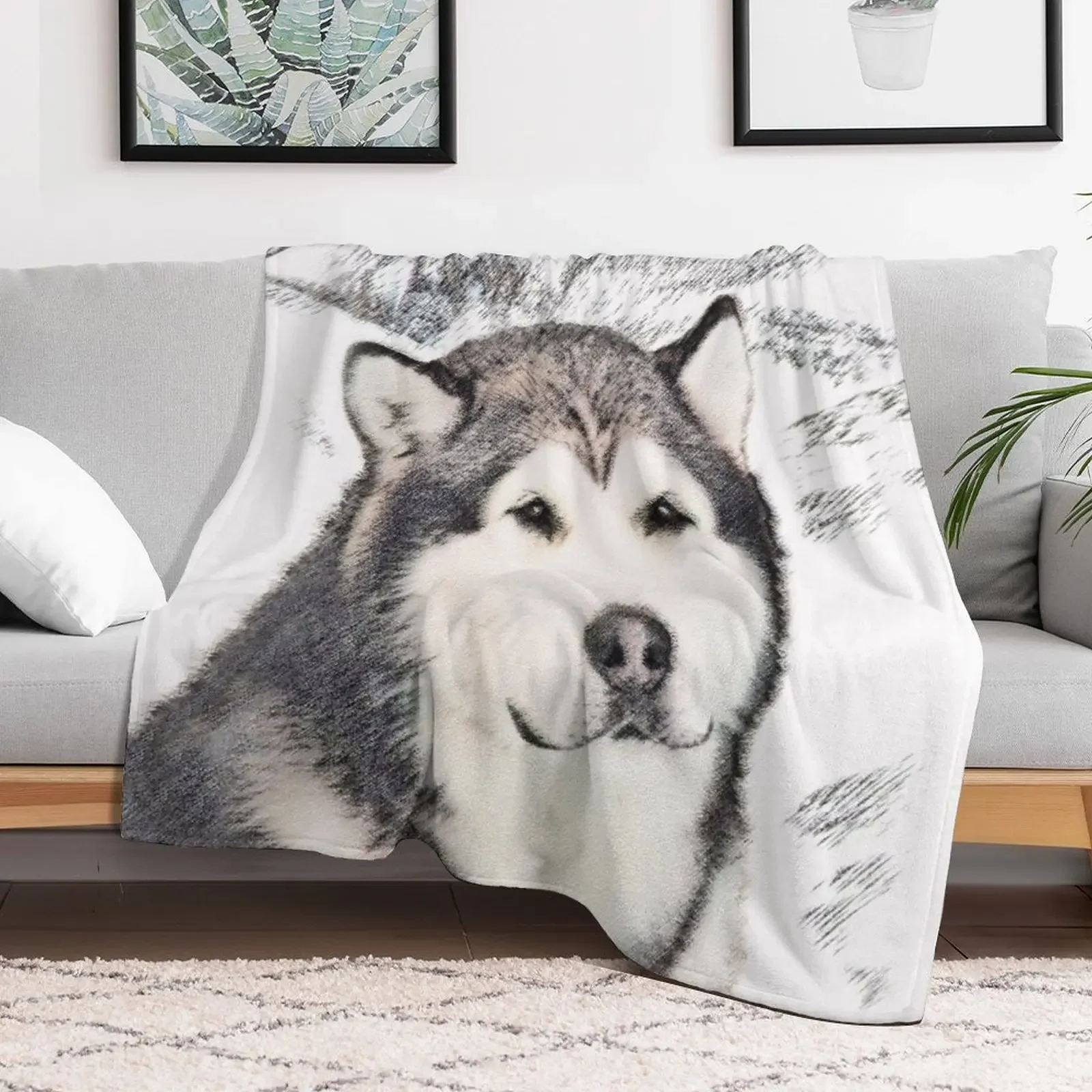 Alaskan Malamute Throw Blanket Soft Sherpa Fleece Warm Blanket for Winter