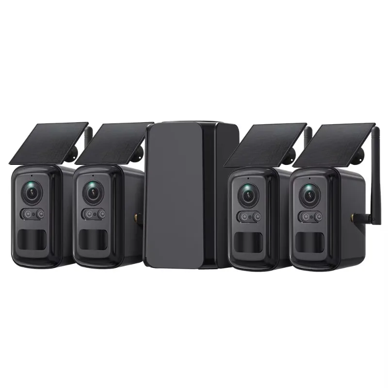 Ubox APP 6MP 4ch Solar Wifi Battery Cameras Kit With Homebase  500m Long Signal Distance Low False Alarm PIR Detection Wake up