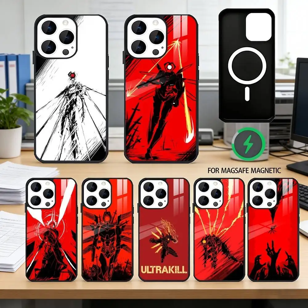 U-ULTRAKILL Game Phone Case For iPhone17,16,15,14,13,12,11 Plus,Pro Magnetic with Magsafe Wireless Charging