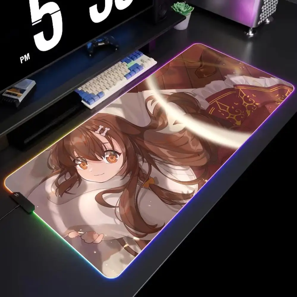 

Коврик для мыши Inugami Korone, игровой RGB-коврик для стола, светодиодный коврик для мыши с подсветкой, игровые аксессуары, большой коврик для мыши