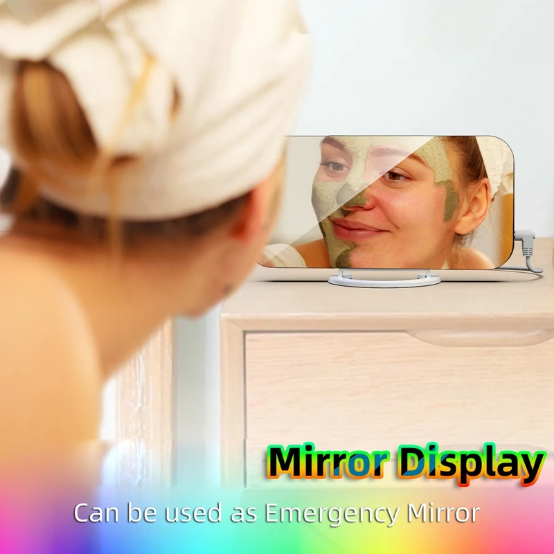 Полностью цифровой будильник RGB, красочный большой экран, умный зеркальный будильник, дисплей даты для украшения комнаты