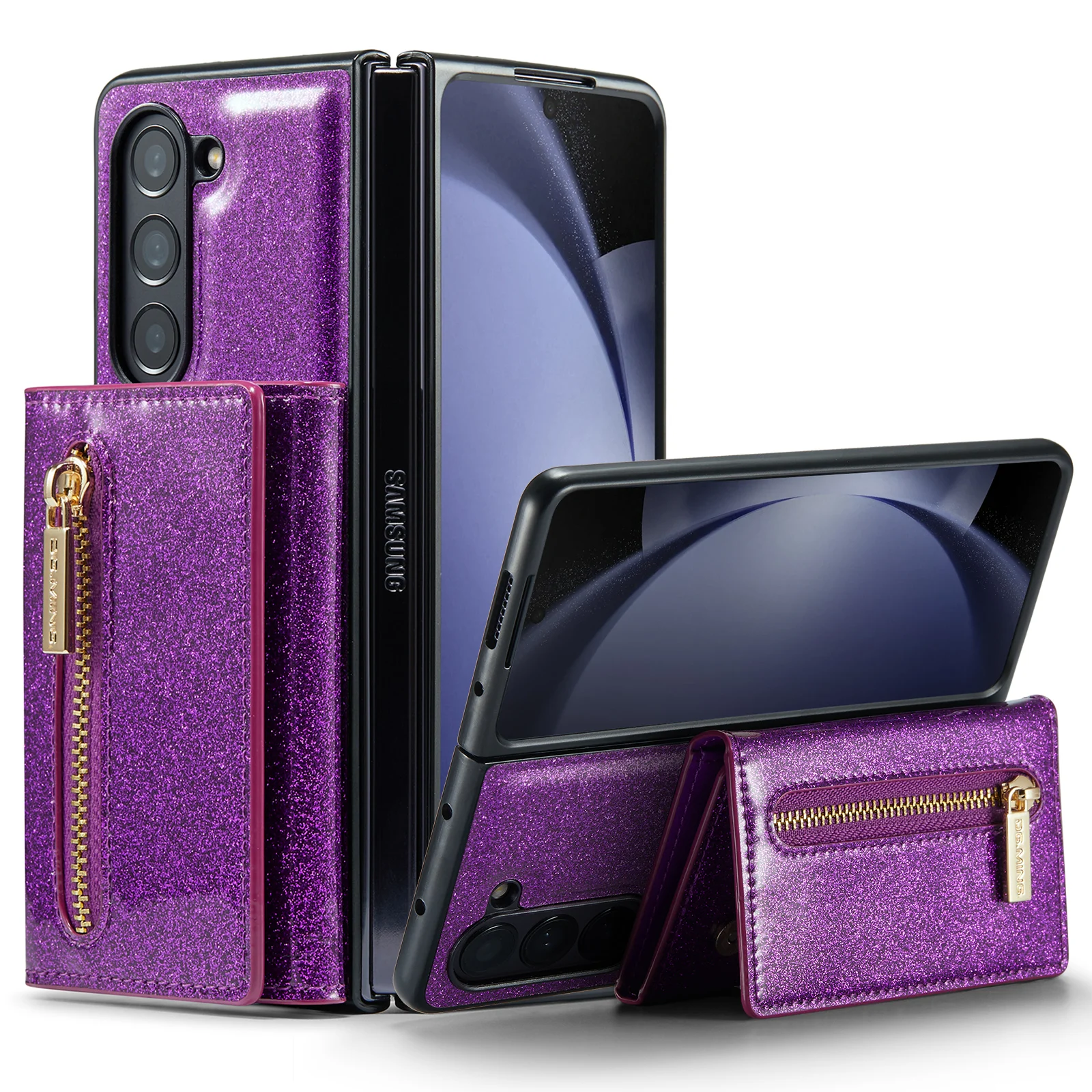 2 in 1 Leather Wallet Case for Samsung Galaxy Z Flod 3 4 5 Magnetic Detachable Card Holder Stand Cover