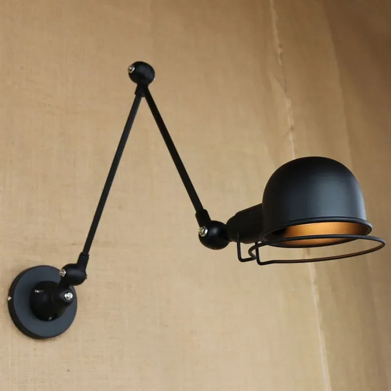 

Black France industrial style Mechanical long Arm adjustable light Wall Lamp Reminisce Retractable Vintage lamp