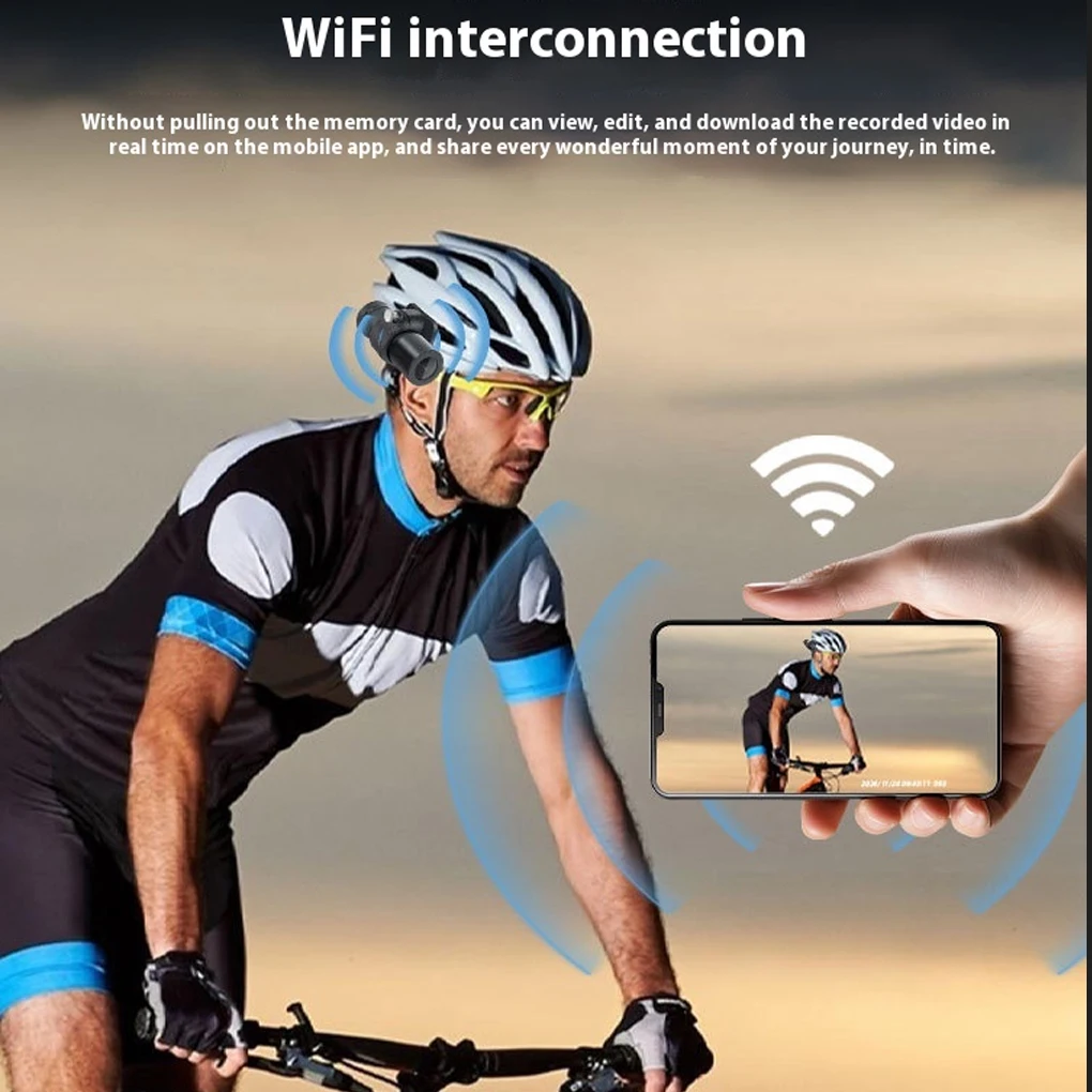 

Камера для мотоциклетного велосипедного шлема, Wi-Fi HD 1080P, портативная камера ночного видения, водонепроницаемая экшн-камера, длительный срок службы батареи, Antishake