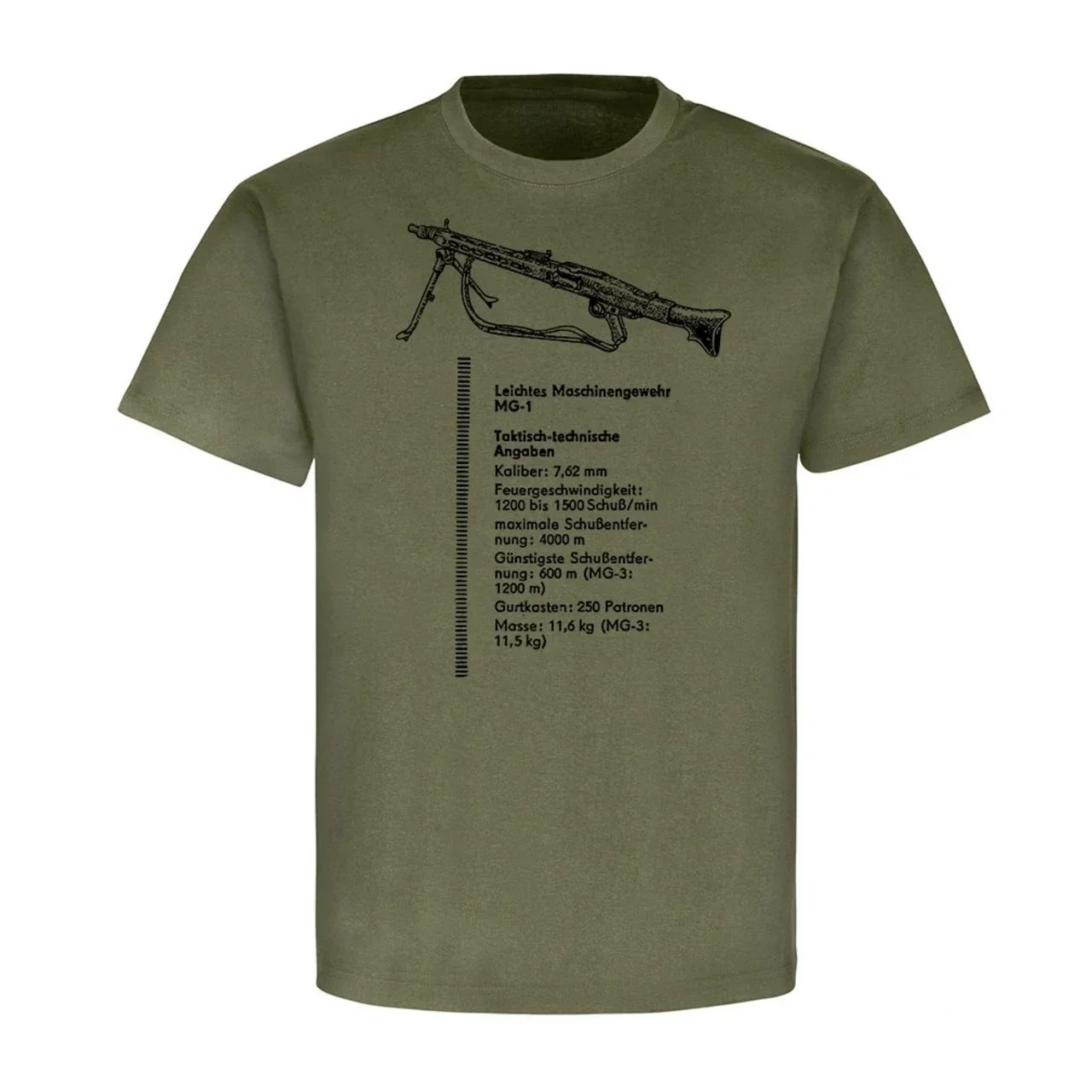 MG-1 Light Machine Gun Data Graphic T-Shirt 100% Cotton O-Neck Summer Short Sleeve Casual Mens T-shirt Size S-3XL