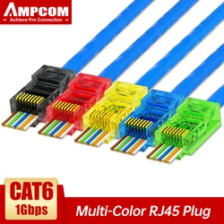 AMPCOM RJ45 Plug Cat6 Pass Through Connectors EZ to Crimp Modular Network Connector for Computer Hardware Stranded UTP Cable