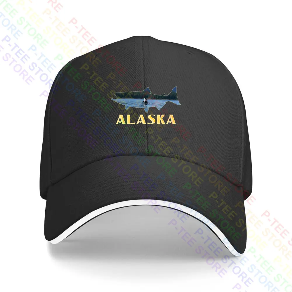 Alaska King Salmon Fishing Vacation Fisherman Orca Whale Baseball Cap Snapback Caps Knitted Bucket Hat