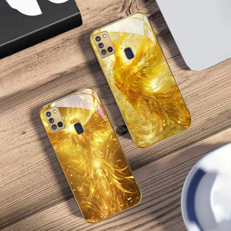 

The golden red phoenix For Samsung A 31 32 A33 A34 35 14 A15 13 16 25 26 50 52 53 54 55 56 70 71 72 73 Golden glass phone case