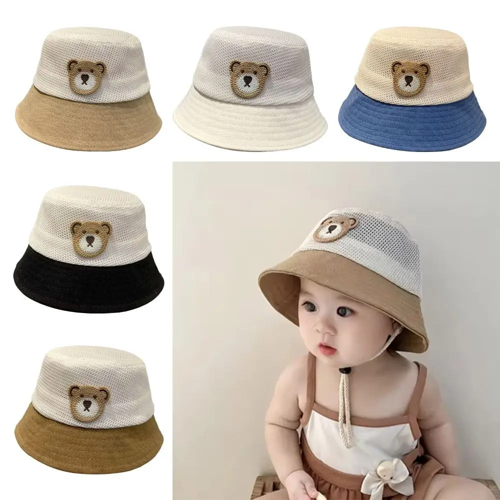 

Cartoon Bear Baby Children Sun Visor Hat Sun Protection Breathable Sunscreen Buckets Hat UV Protection