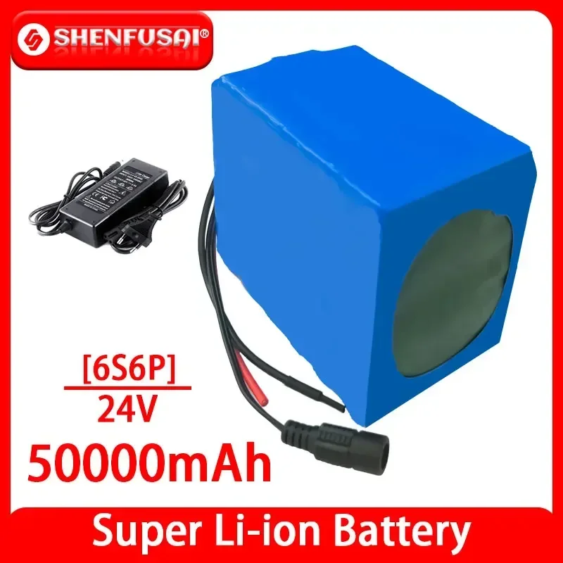 

24V 50Ah 18650 Large-Capacity Battery Pack 6S6P 25.2V E-Bike Scooter Wheelchair Four-Wheeler Lithium Battery Pack BMS+ Charger