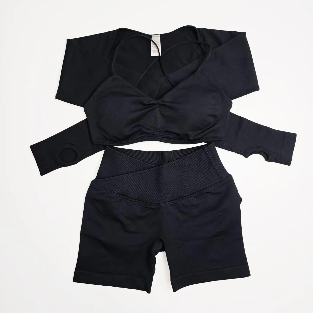 

Комплект из 3 предметов: женская спортивная одежда для йоги, шорты, спортивный бюстгальтер и топ-накидка Vision Shrug Speed Activewear для спортзала