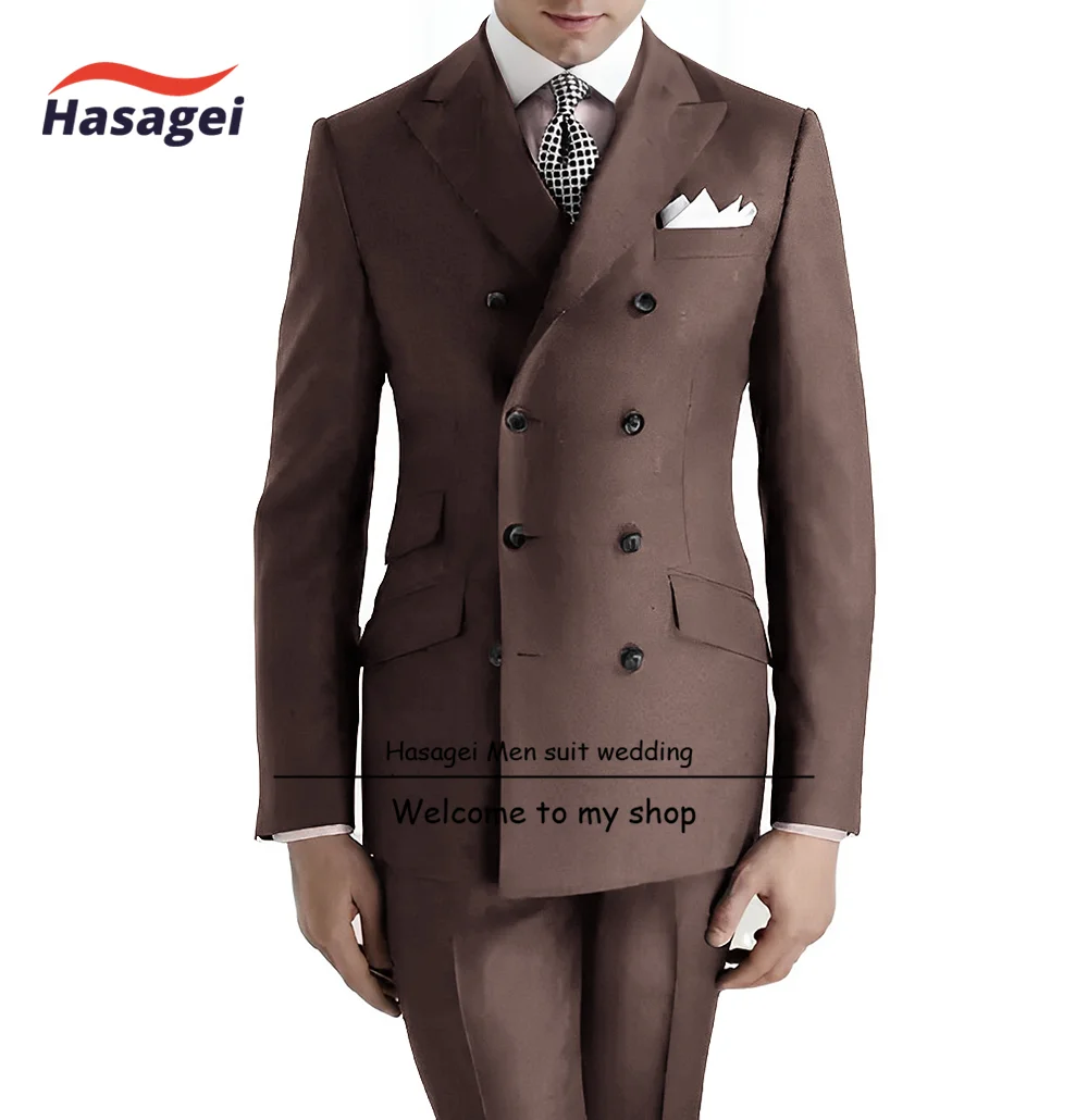 Dark Grey Costume Homme Mens Suits 2 Pcs 8 Buttons Groomsmen Wedding Tuxedos Formal Prom Suit (Jacket+Pants)