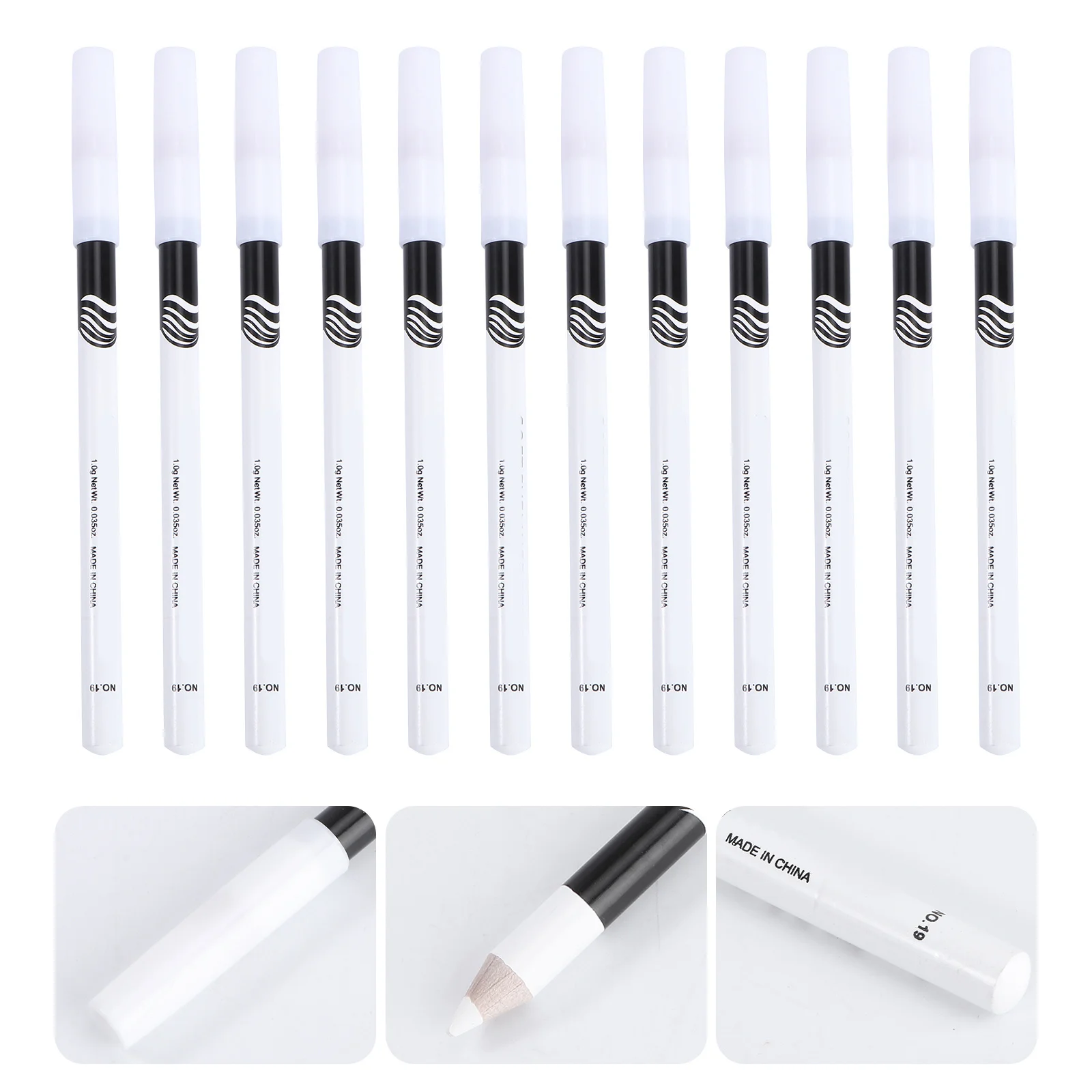 12Pcs White Eyeliner Pencil Highlighter Waterproof Fine Tip Makeup Pen Precise Eyeshadow Silkworm Highlighter Makeup Pen