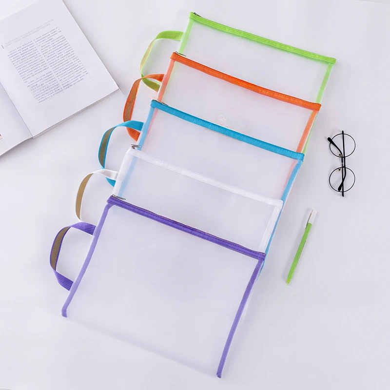 

Mesh Pencil Pouch Zipper File Bag Transparent Pencil Bag Plastic Wallet Folder Waterproof Travel Printing Storage Bag for School