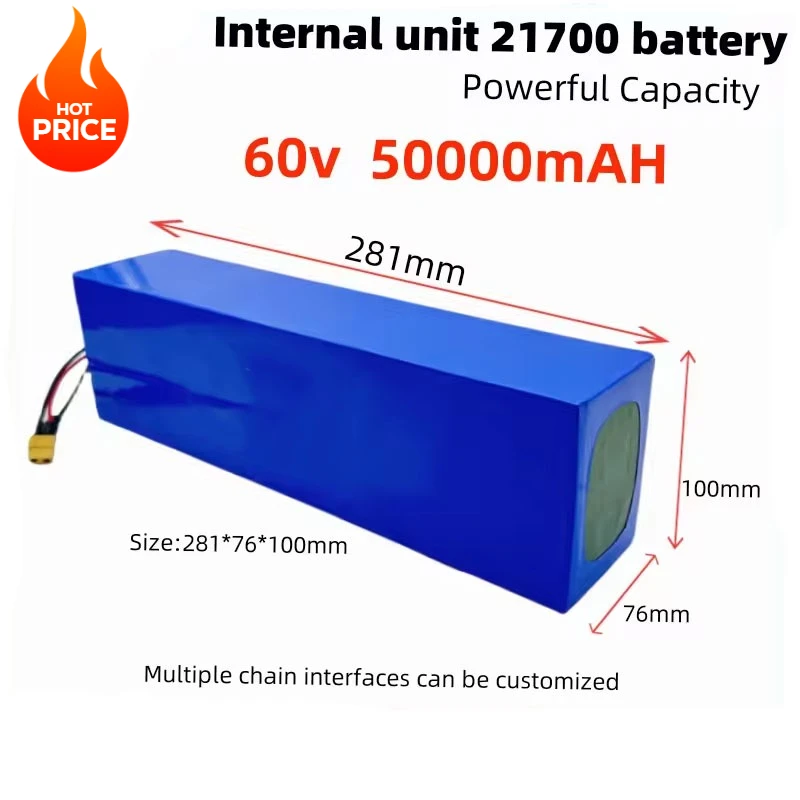 NEW 21700 100%Original 60V 50Ah 21700 Li-ion battery pack 16S4P With BMS 0-3000W For high-power 67.2V motorcycle Tricycle
