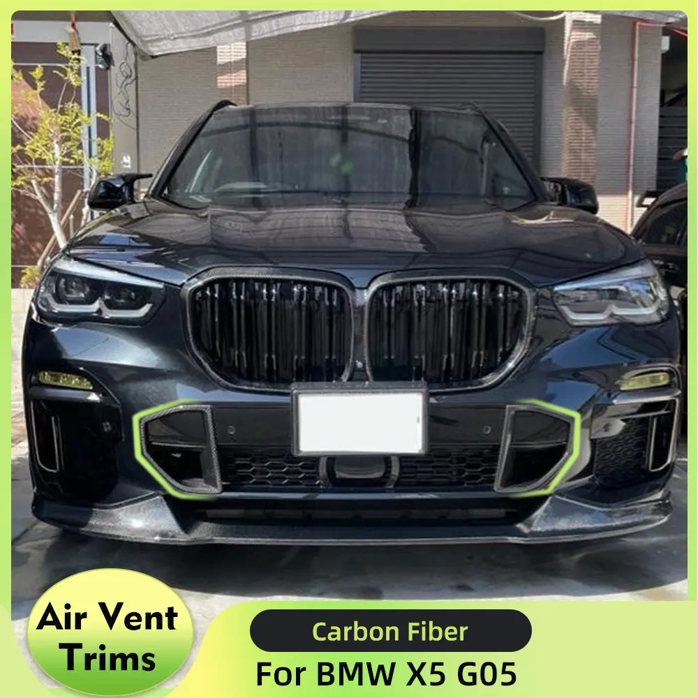 Car Front Bumper Vents For BMW X5 G05 M SPORT 2019 2020 Front Bumper Air Vents Splitters Carbon Fiber