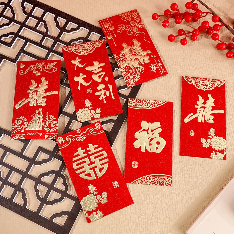 48 sobres rojos, sobres chinos Hong Bao para dinero de la suerte, paquetes rojos con diseño Floral elegante, Lai See para bodas