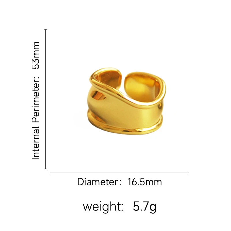 HUANZHI-Anillo de Metal ajustable para hombre y mujer, sortija de onda Irregular Simple, estilo coreano, brillante, ancho, Color dorado, 2020