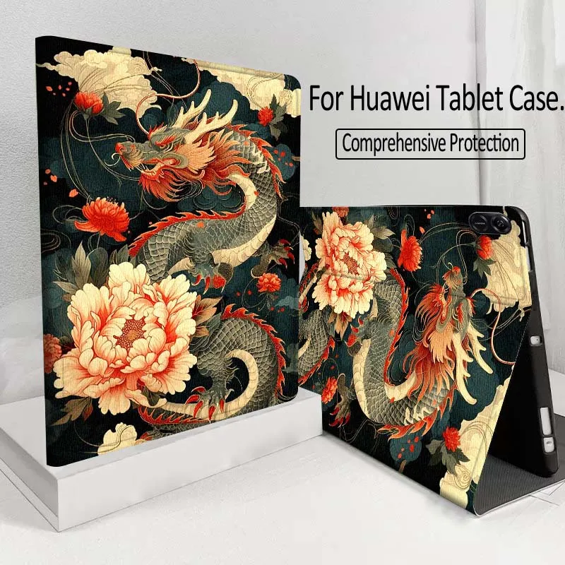 Ancient style anime dragon For Huawei MatePad M5 T5 SE 11 Pro Honor Tab 5 V7 V8 X9 GT 10.1 10.8 Inch Tablet Case