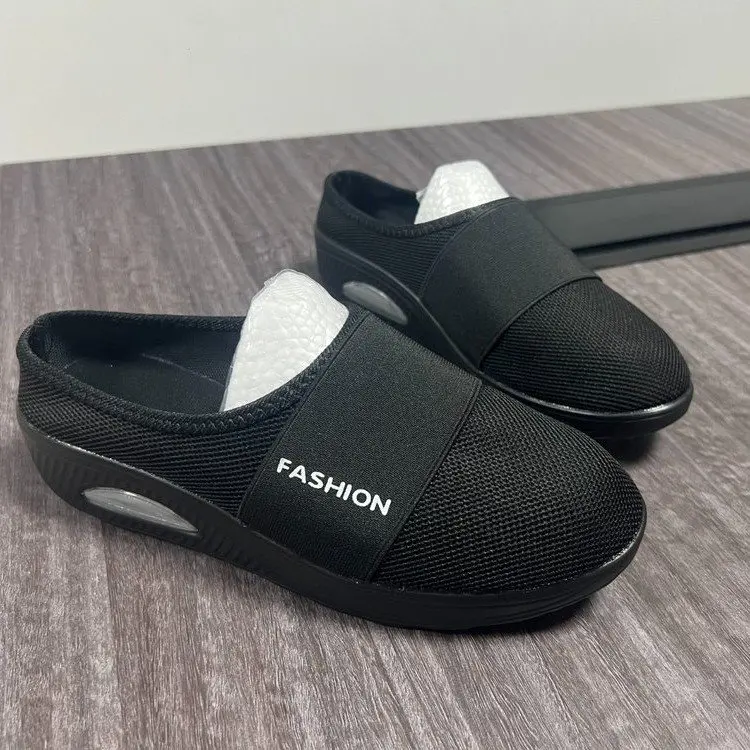 Damen-Schuhe: Bequeme Slip-On Orthopädische Diabetiker-Plateau-Pantoletten, Leichte Mesh-Slipper mit Keilabsatz, Damen-Sneaker – Detail 14