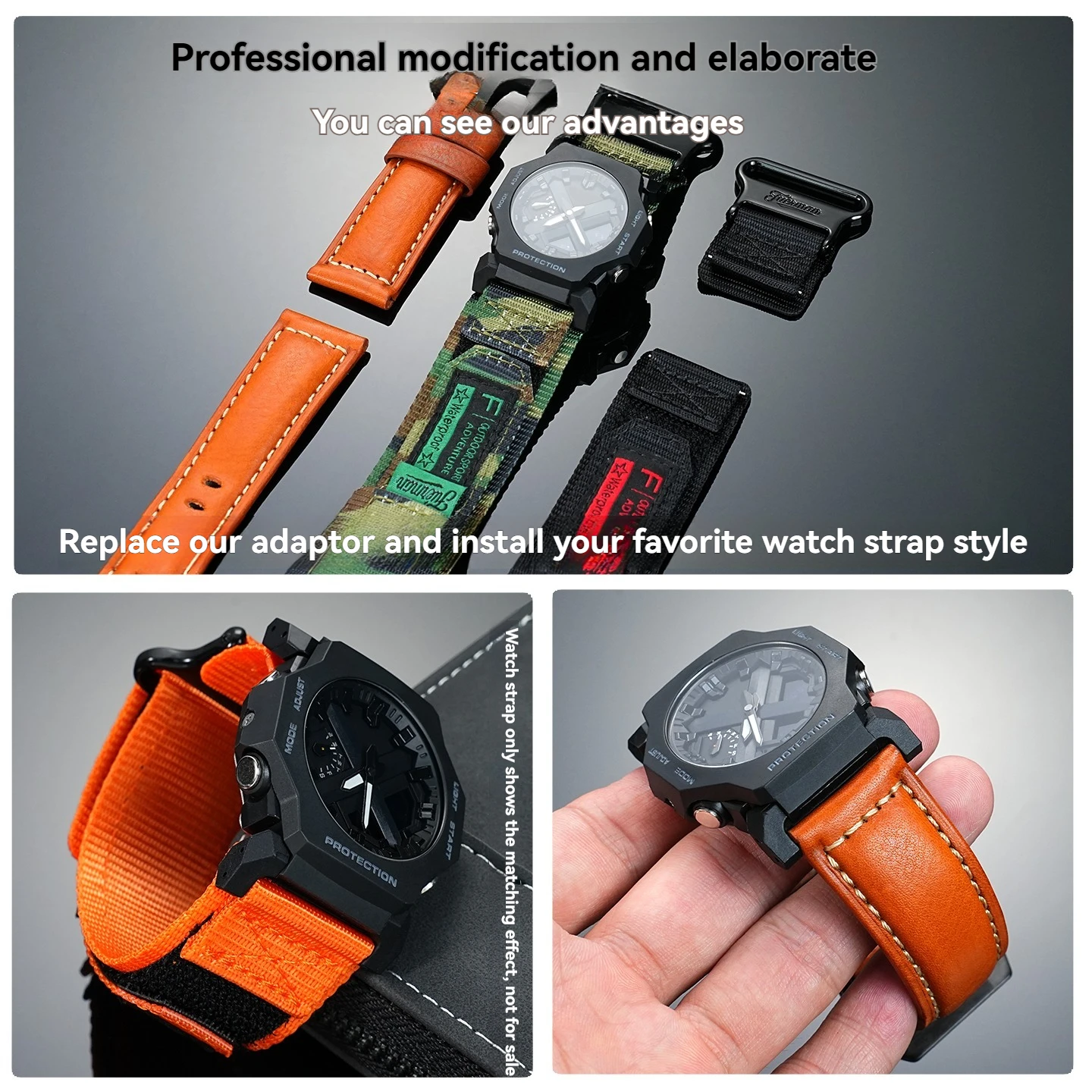 GA-2300 محول ل كاسيو GA 2300 سلسلة جلد طبيعي المطاط النايلون حزام ساعة اليد البلاستيك Cnnector ga-2300 ساعة اكسسوارات