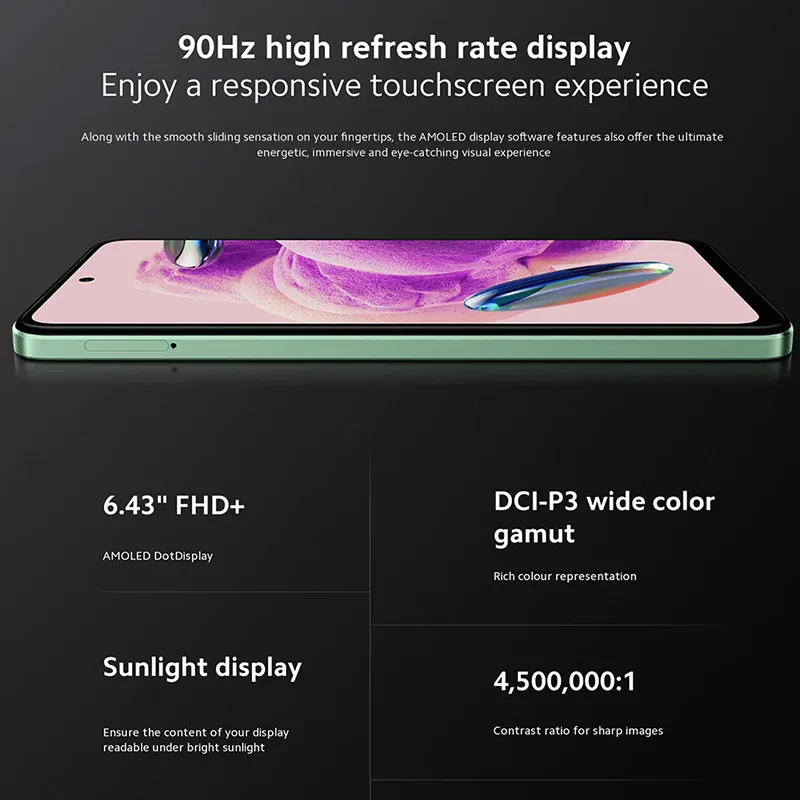 Xiaomi redmi Note 12S สมาร์ทโฟน128GB/256GB G96 MTK Helio 6.43 "AMOLED dotdisplay 5000mAh กล้อง108MP